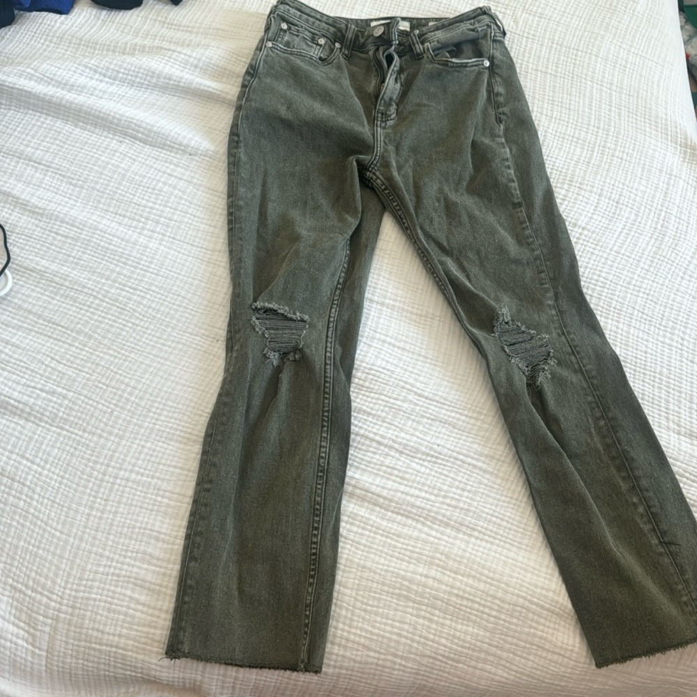 Green high rise jeans